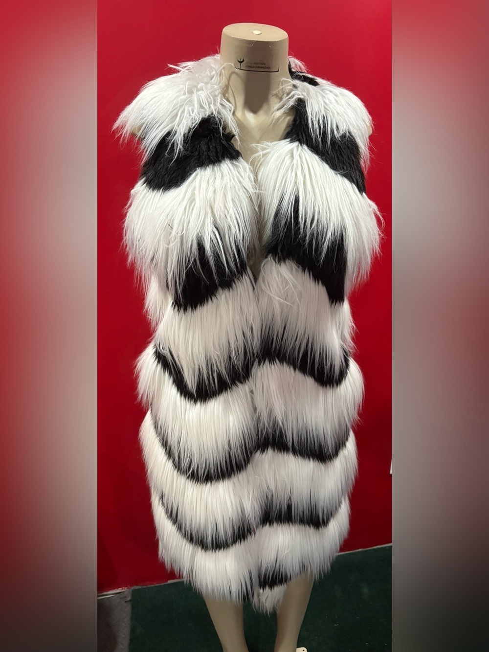 Glamour Black and White Faux Fur vest